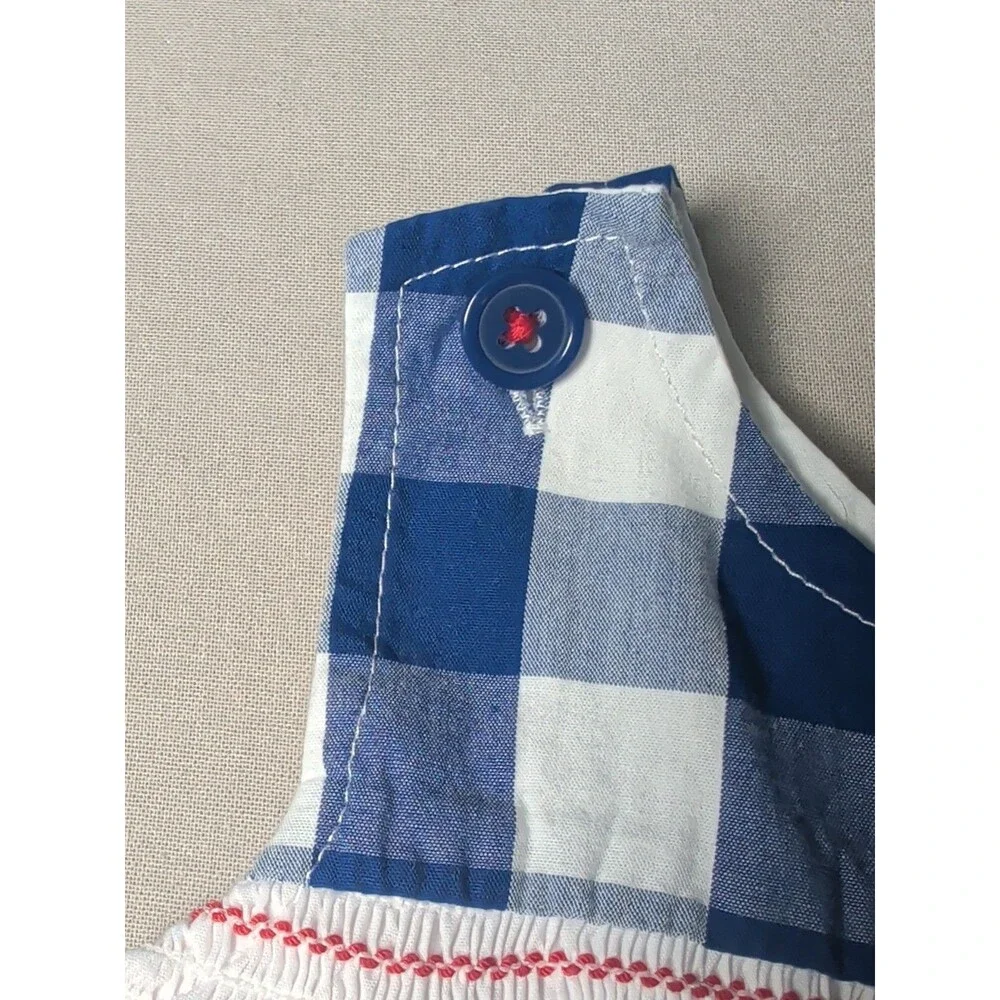 Good Lad Patriotic Flag Smocked Gingham Romper 12 Month - Picture 5 of 9